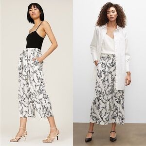 CLUB MONACO Floral Satin High Waist Wide Leg
Ankle‎ Crop Straight Leg Trousers 8